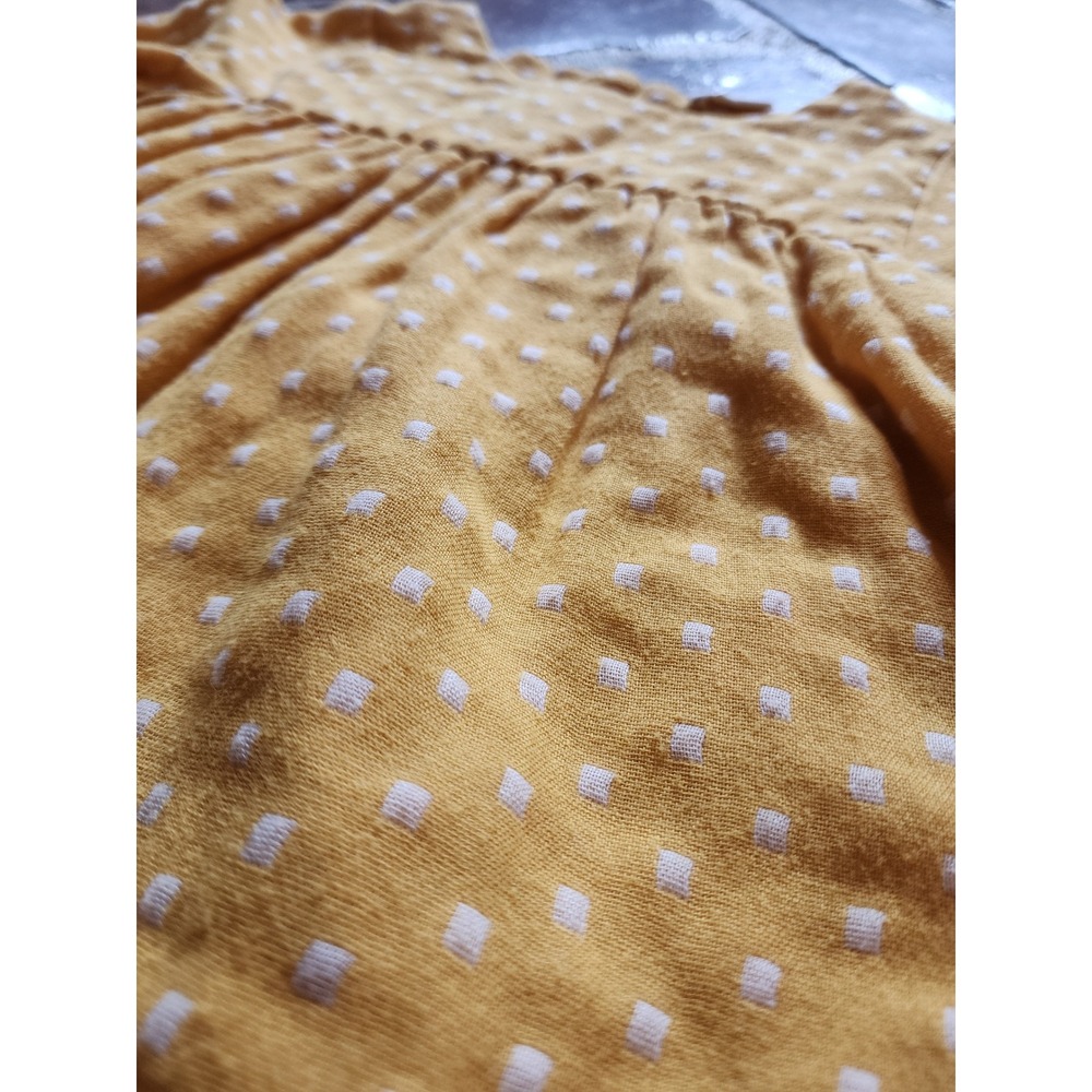 Dudu Cream Baby Girl's Yellow White Dot Long Sleeve Dress 18/24 Months